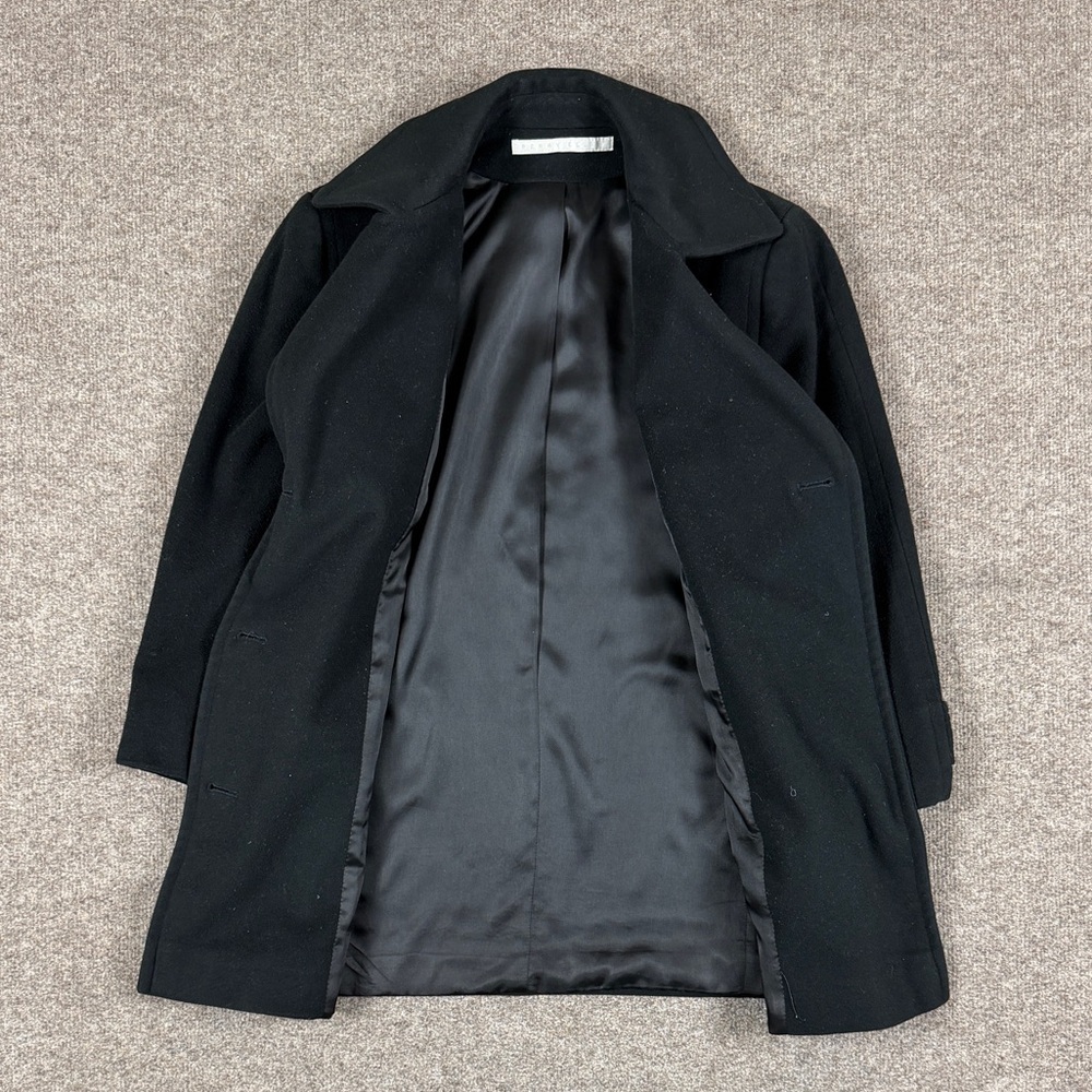Vintage Perry Ellis Black Double Breasted Pea Coat Womens 4 Preppy Winter Jacket - Picture 3 of 14